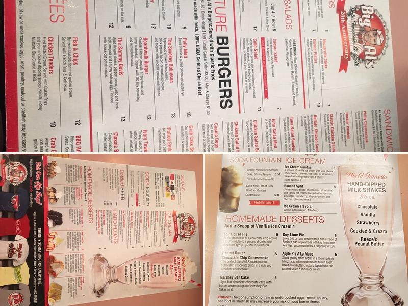 Big Al's Soda Fountain & Grill Menu