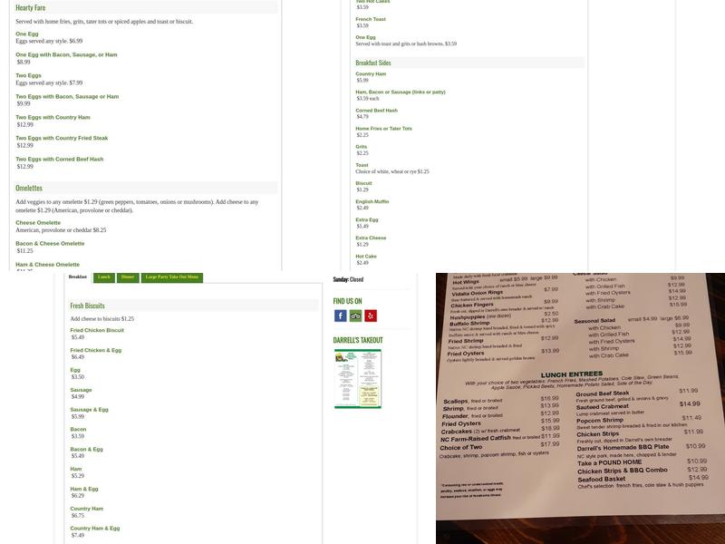 Darrell's Restaurant Menu