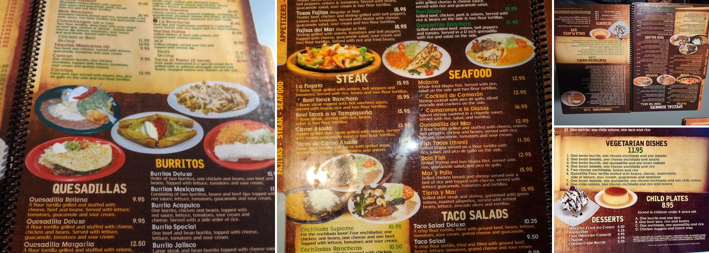 La Fogata Mexican Restaurant Menu