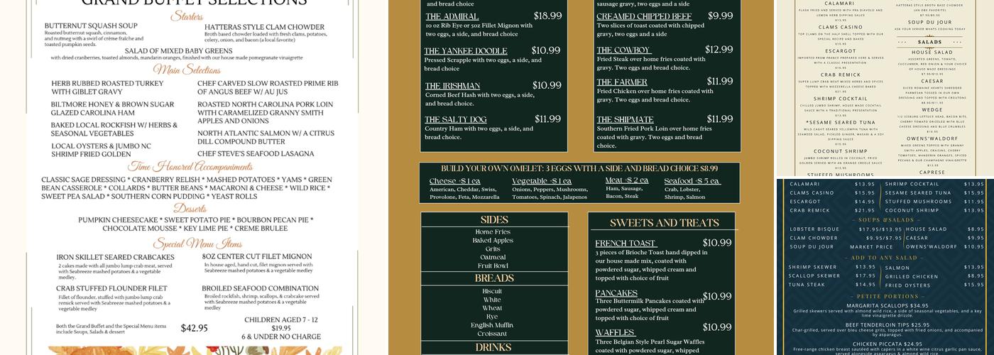 The Captain's Table Menu