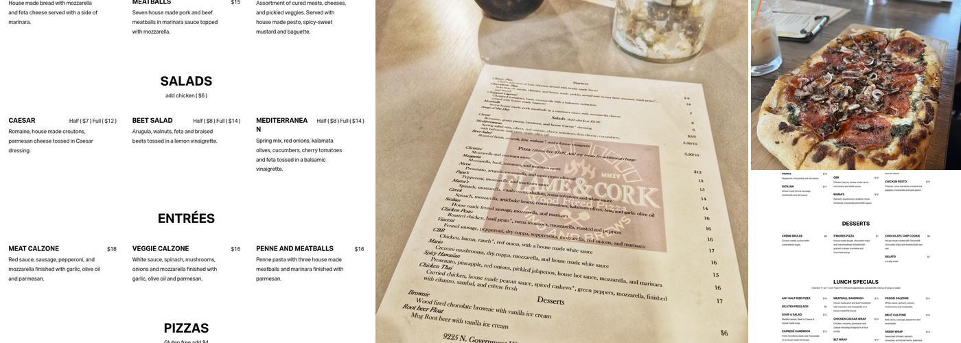 Flame and Cork Menu