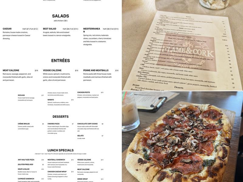 Flame and Cork Menu