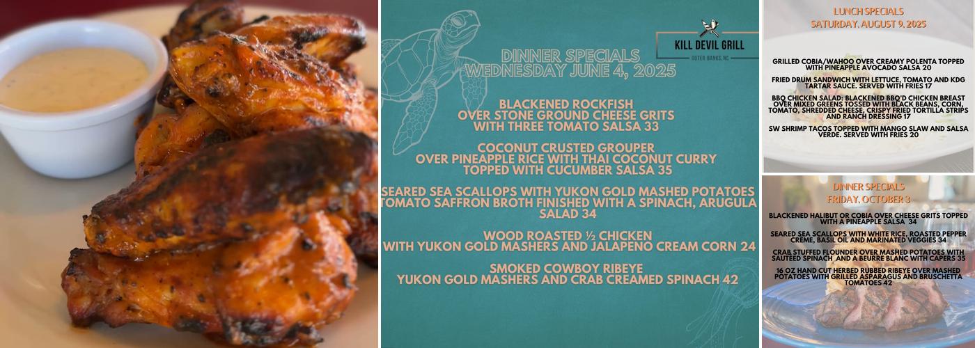 The Kill Devil Grill Menu