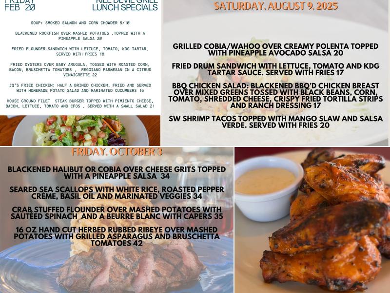The Kill Devil Grill Menu