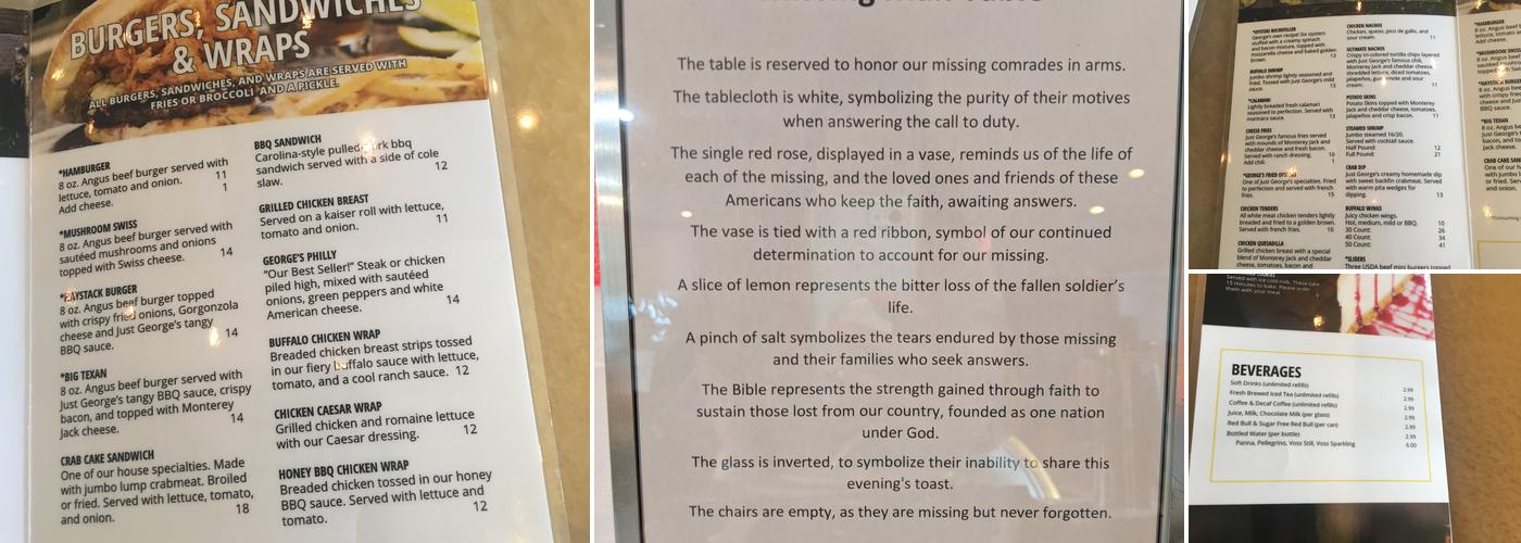 Captain George's Seafood Restaurant Menu