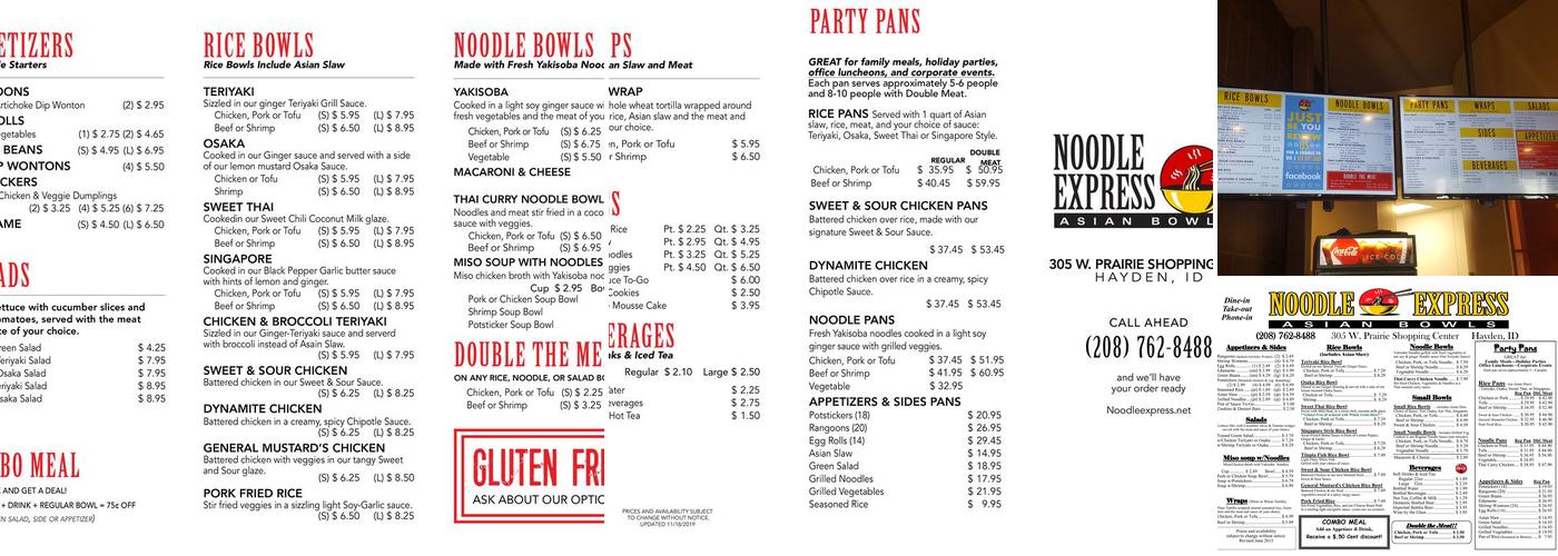 Noodle Express Menu