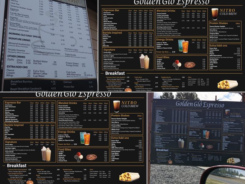 Golden Glo Espresso Menu