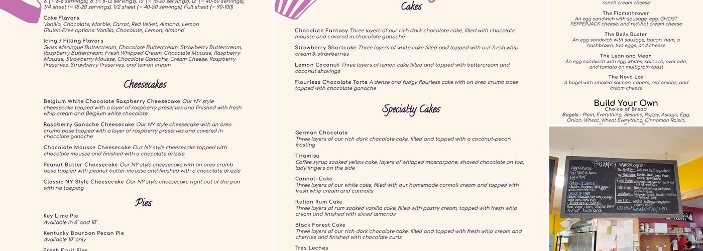 Tullio's Bakery Menu