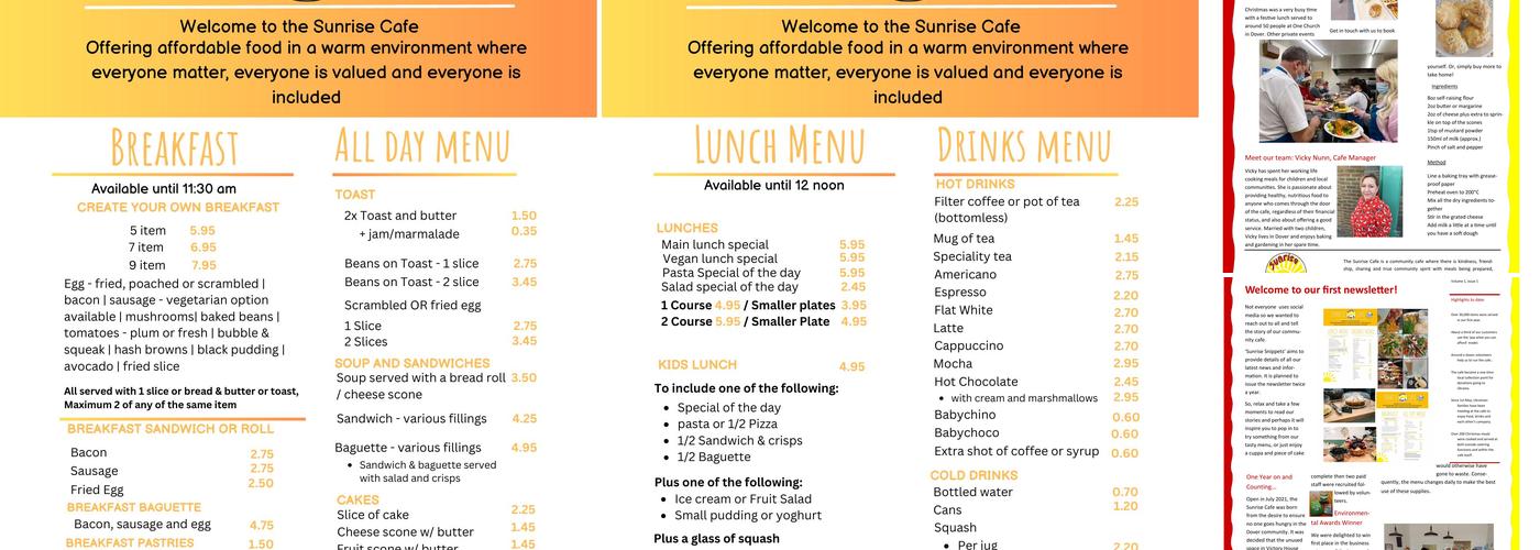 The Sunrise Café Menu