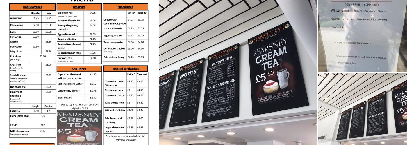 Kearsney Abbey Tea Rooms Menu