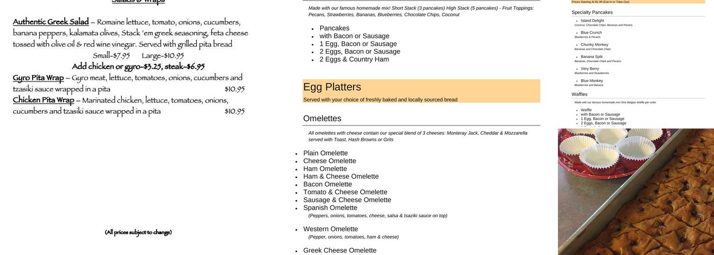 Stack'em High Pancakes MP 4.5 Menu