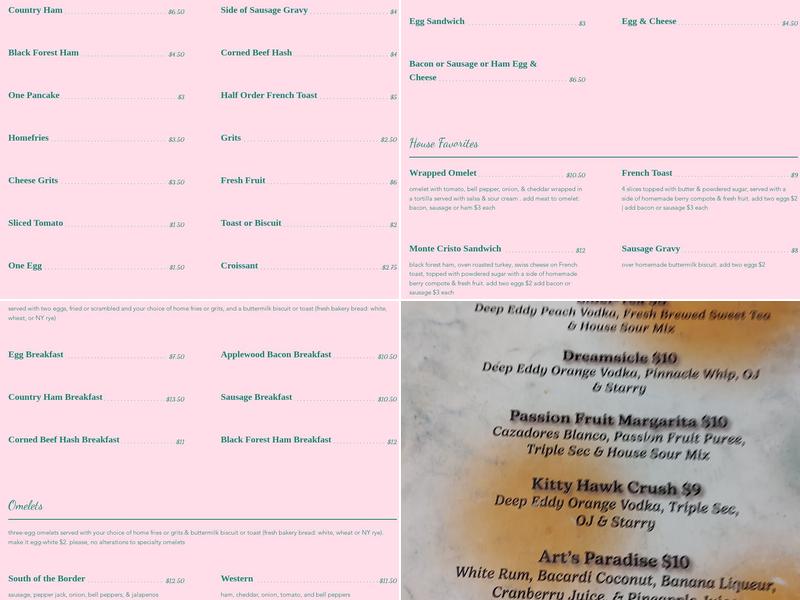 Art's Place Menu