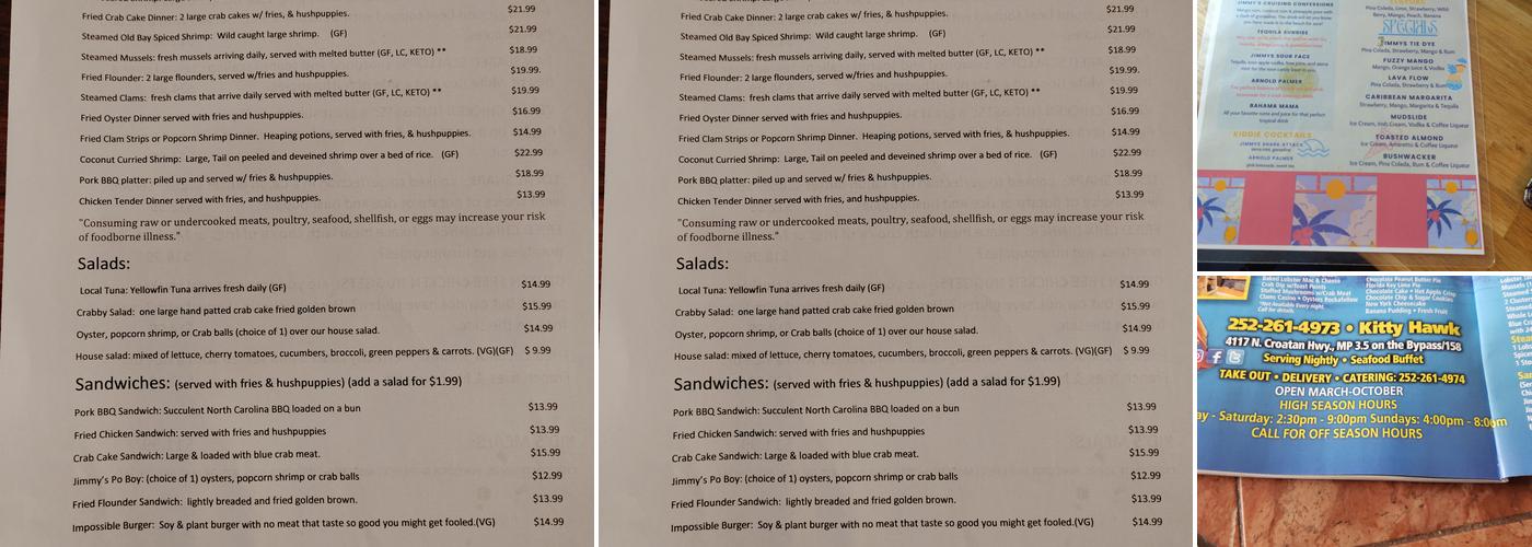 Jimmy's Seafood Buffet Menu