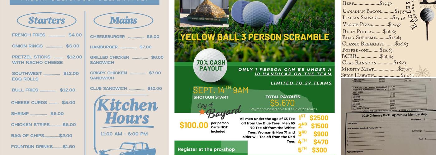 Chimney Rock Golf Course and Restaurant Menu