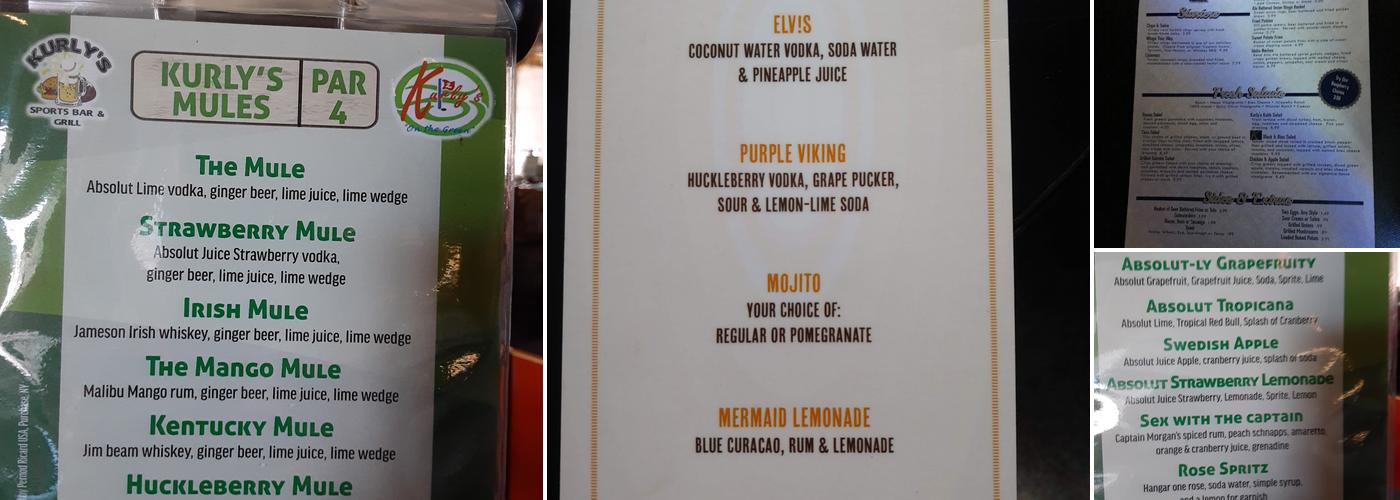 Kurly's Sports Bar & Grill Menu