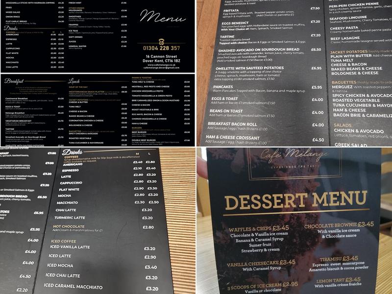 Cafe Melange Menu