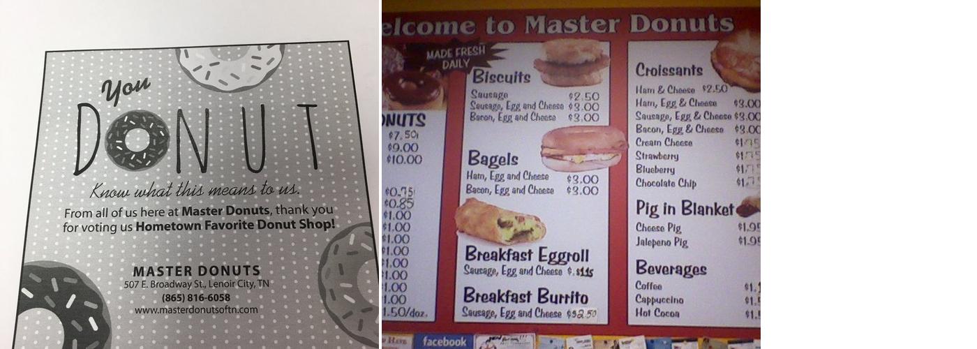 Master Donuts Menu