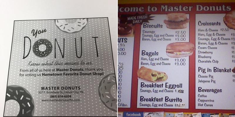 Master Donuts of Lenoir City Menu