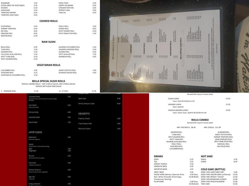 Bella Hibachi & Sushi Menu
