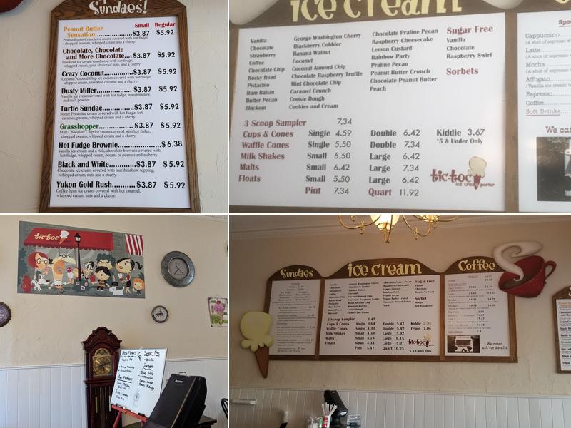 Tic Toc Ice Cream Menu