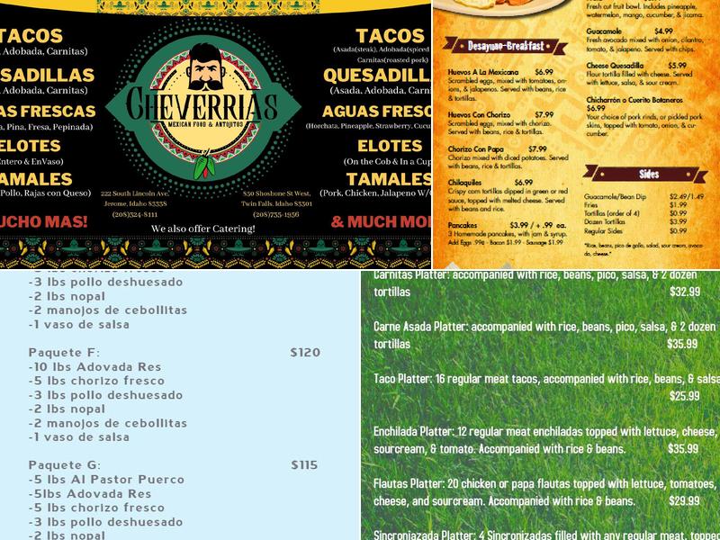 Carnitas & Birria Cheverria Menu