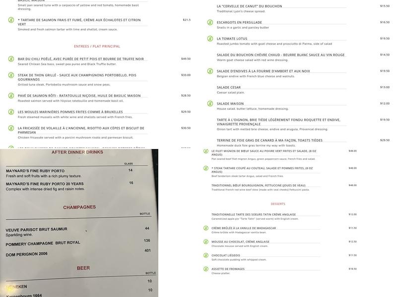 Le Bouchon Du Grove Menu