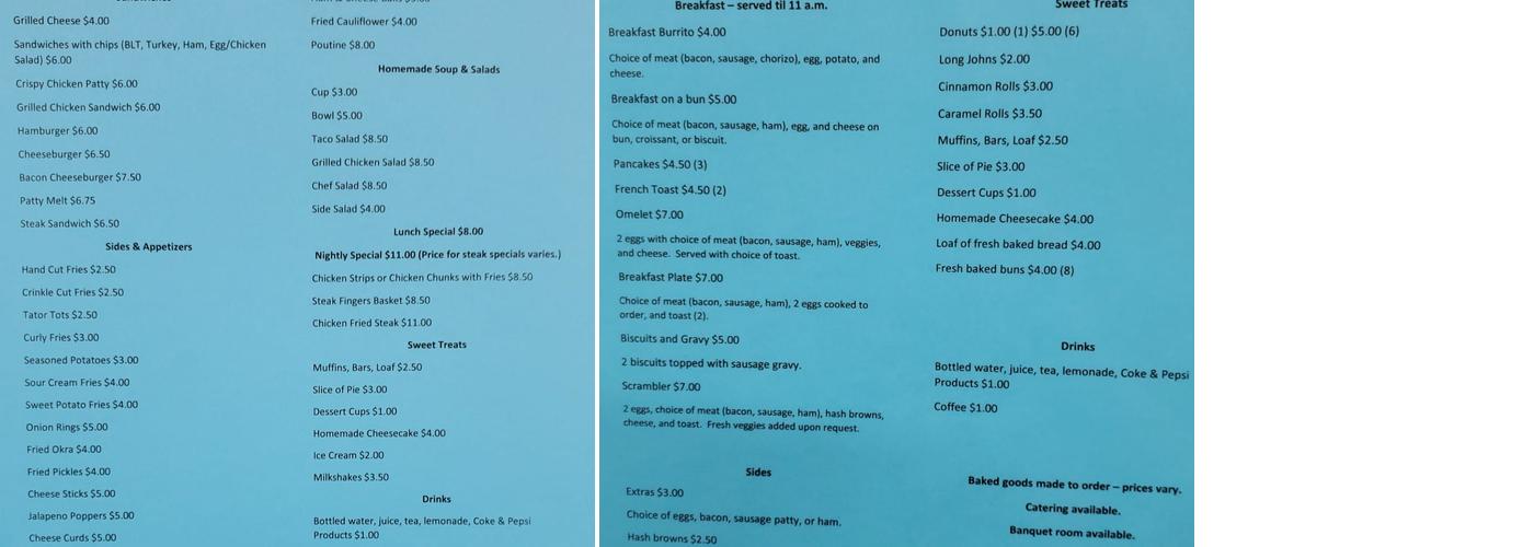 Shawna’s place Menu