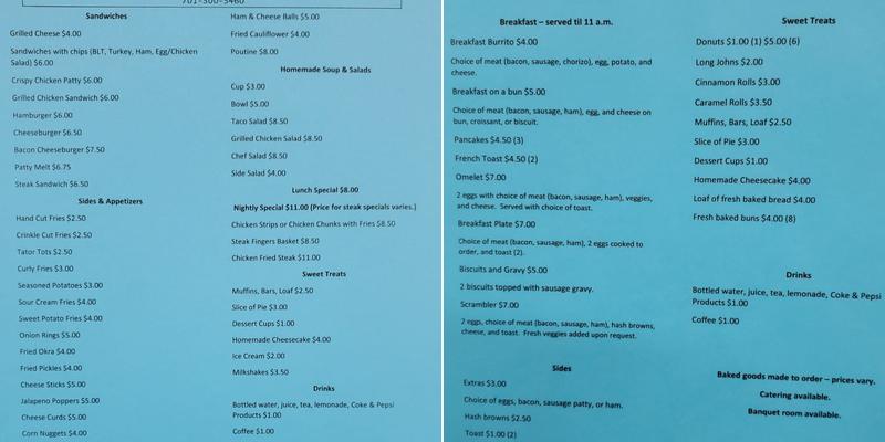 Shawna’s place Menu