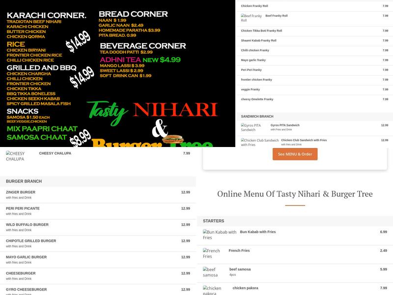 TASTY NIHARI (Zabiha Halal)Tasty Burger Menu