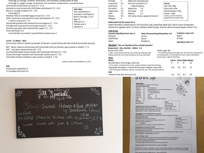 SOUL Cafe Menu