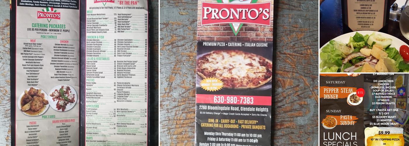 Pronto's Menu
