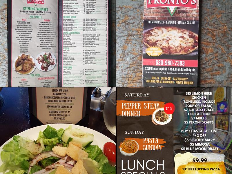 Pronto's Menu
