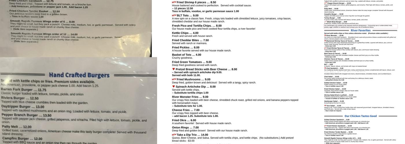 Smooth Rapids Outfitters Menu