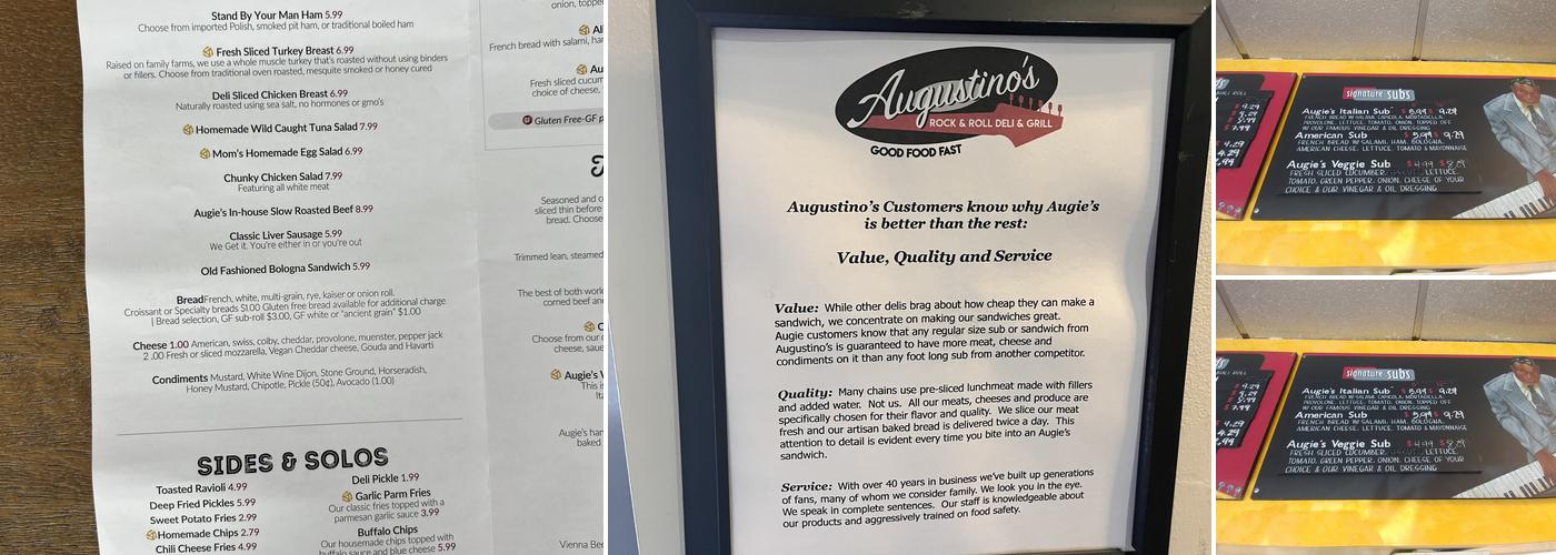 Augustino's Rock and Roll Deli and Grill Menu