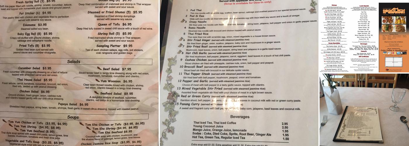CK Pad Thai Menu