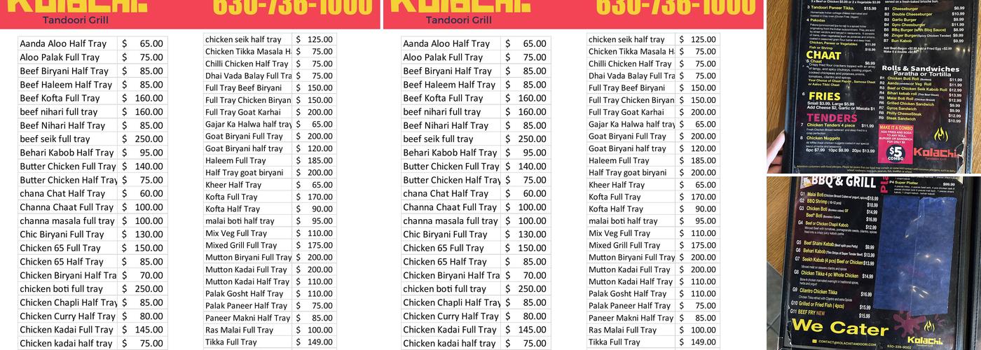 Kolachi Tandoori Grill Express Menu