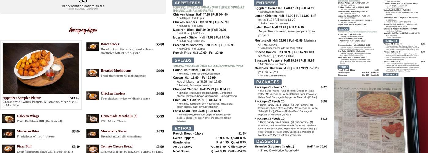 Villa Nova Pizza Menu