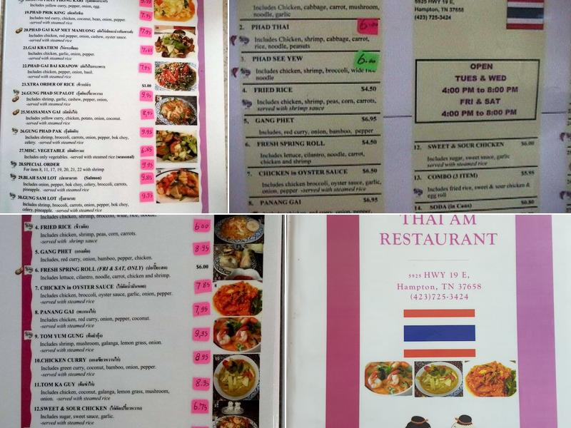 Thai-Am Menu