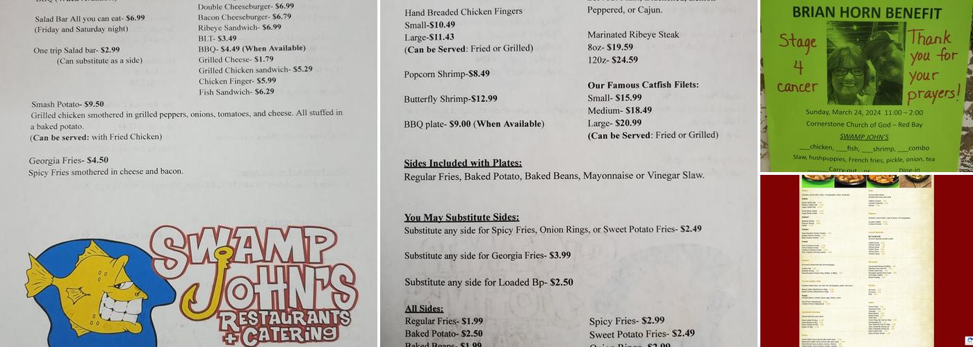 Swamp John's Restaurant Menu