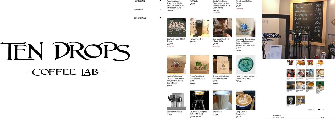 Ten Drops Coffee Menu