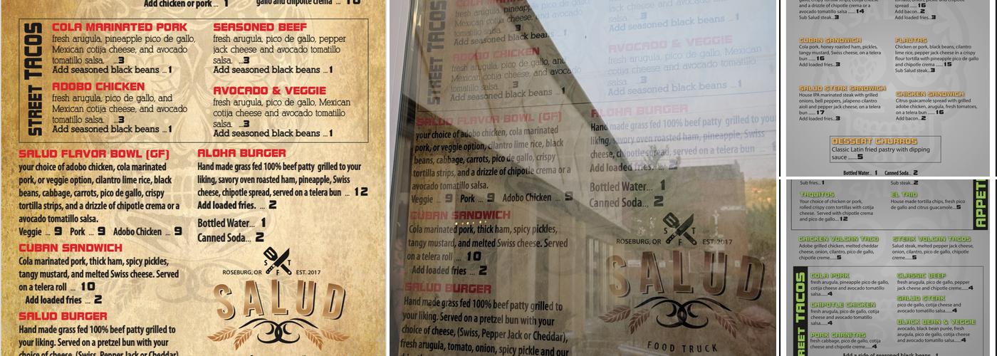 Salud Brewery and Food Truck Menu