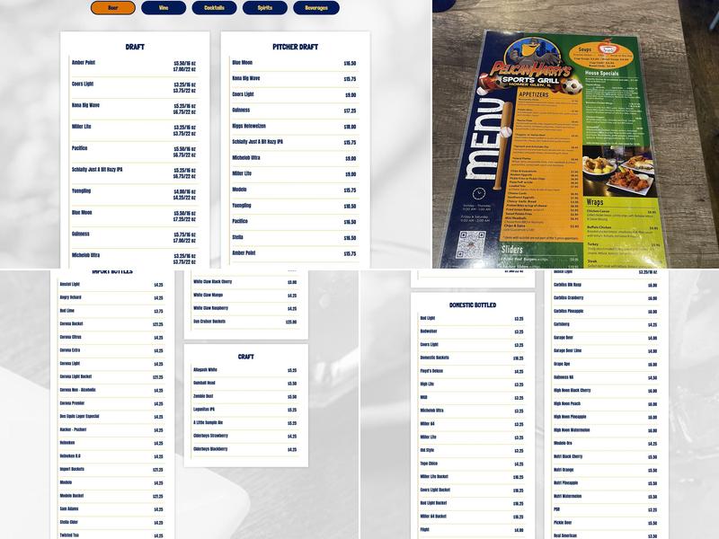 Pelican Harry's Sports Grill Menu