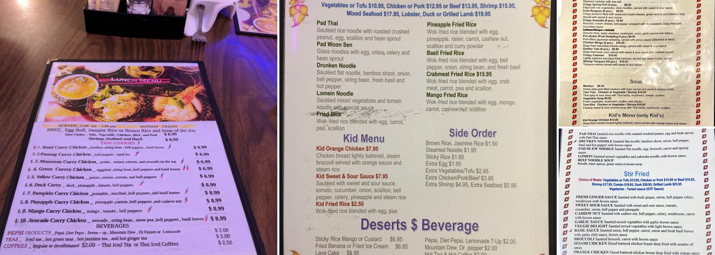 Bangkok Thai Menu