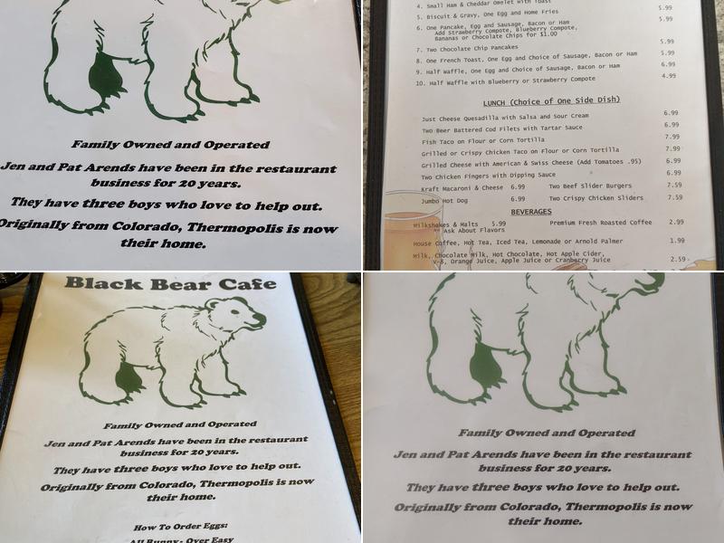 Black Bear Cafe Menu