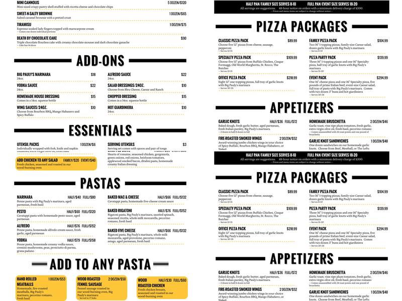 Big Pauly's Wood Fired PIZZA Menu