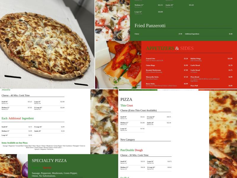 Franco's Pizza Menu