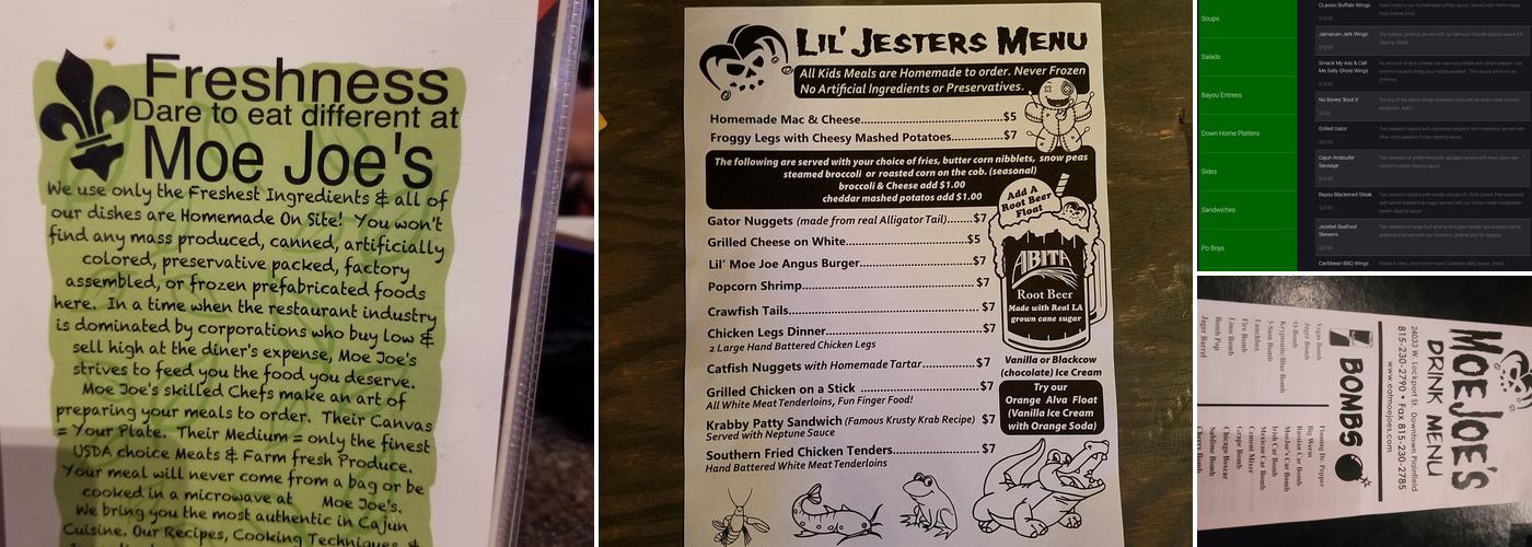 Moe Joe's Menu
