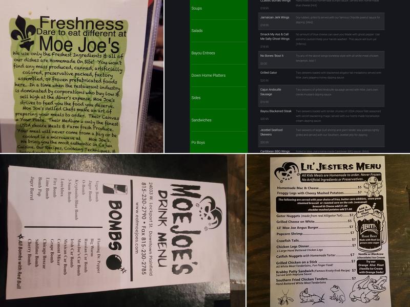 Moe Joe's Menu