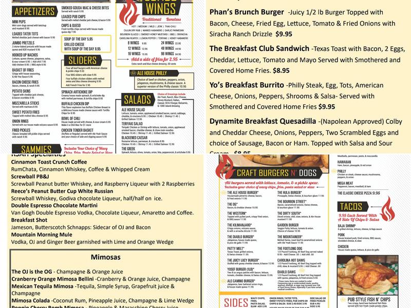 Rivers Street Ale House Menu