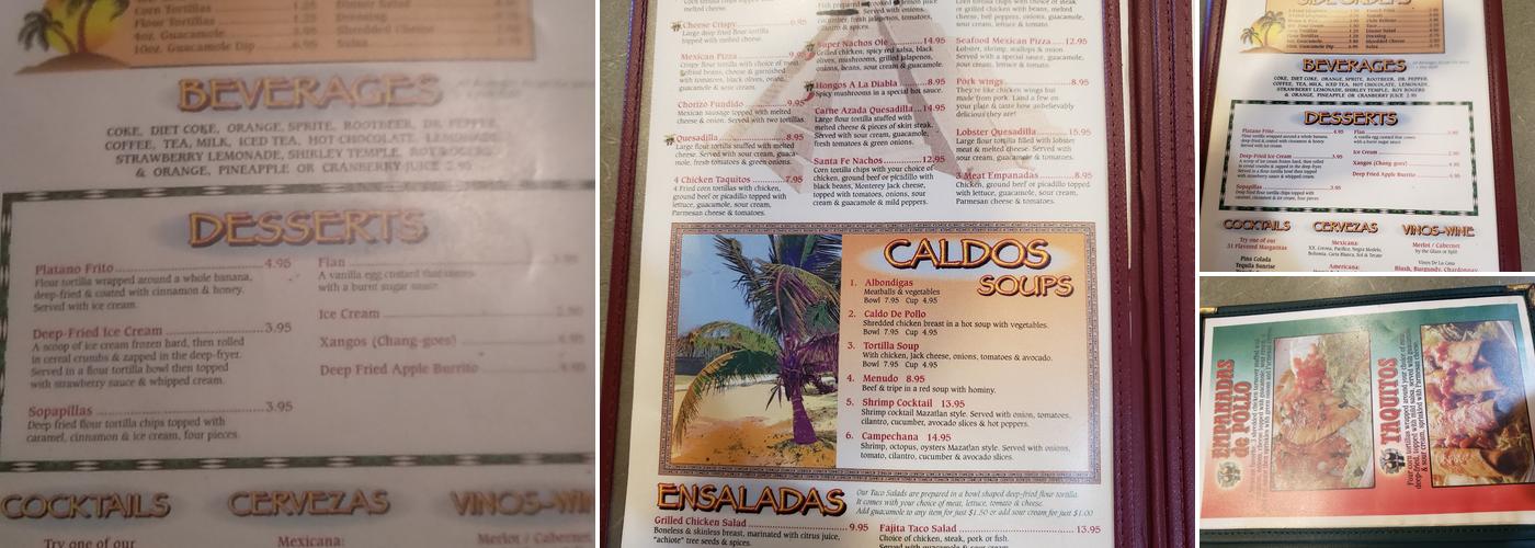 Si Casa Flores Menu